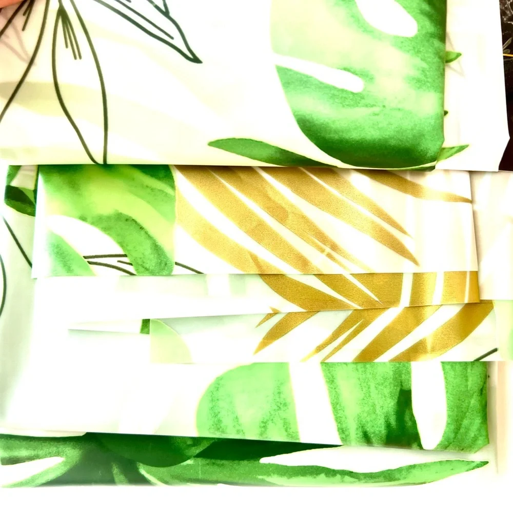 Tropical Green & Gold Leaves Peva Shower Curtain Jungle